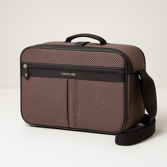 Samsonite Silhouette 4 Vintage Brown Tweed Carry-On Travel Bag 1987